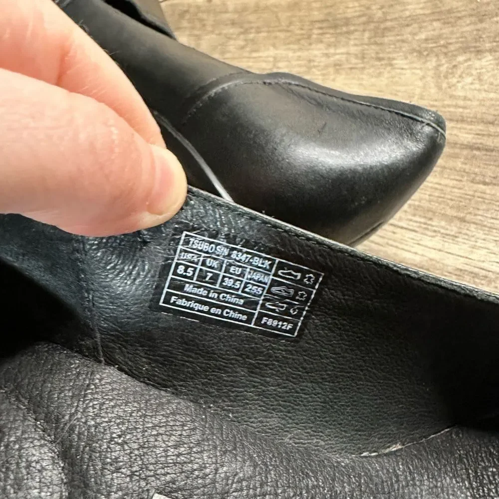 Tsubo Black Women’s 8.5 Leather Pumps Round Toe Slip On Shoes